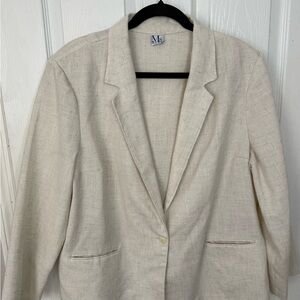 Vintage 70s Ms. Russ Cream Textured Blazer - ILGWU Union Made - Oversized Fit